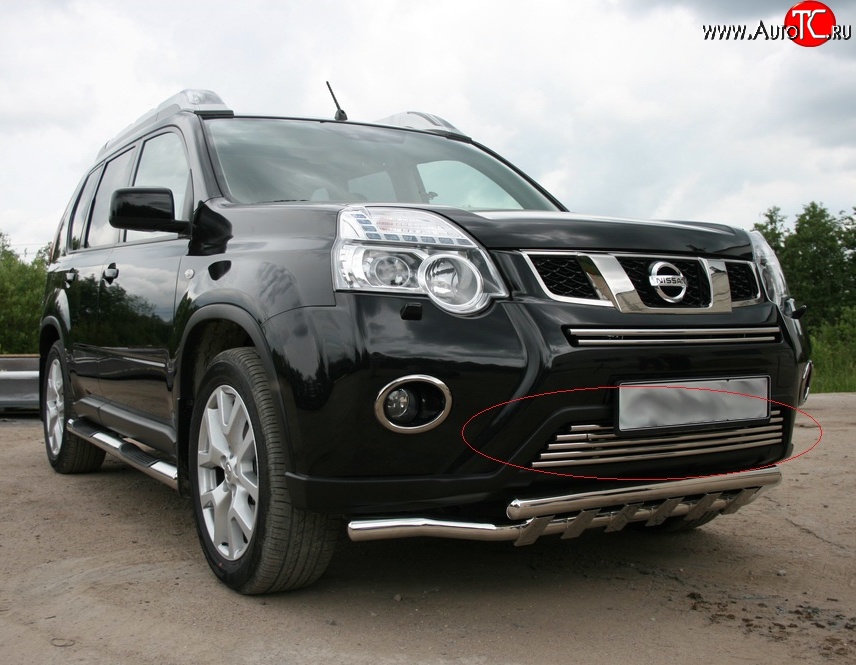 4 769 р. Декоративная вставка воздухозаборника Novline (d16 мм, нижняя) Nissan X-trail 2 T31 рестайлинг (2010-2015)  с доставкой в г. Горно‑Алтайск