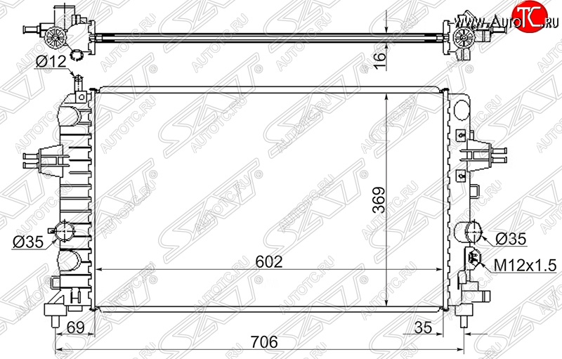 4 999 р. Радиатор двигателя SAT Opel Astra H хэтчбек 5дв дорестайлинг (2004-2007)  с доставкой в г. Горно‑Алтайск