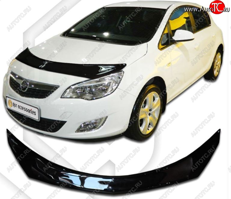 2 399 р. Дефлектор капота CA-Plastiс  Opel Astra  J (2012-2017) хэтчбек 5 дв.  рестайлинг (Classic черный, Без надписи)  с доставкой в г. Горно‑Алтайск