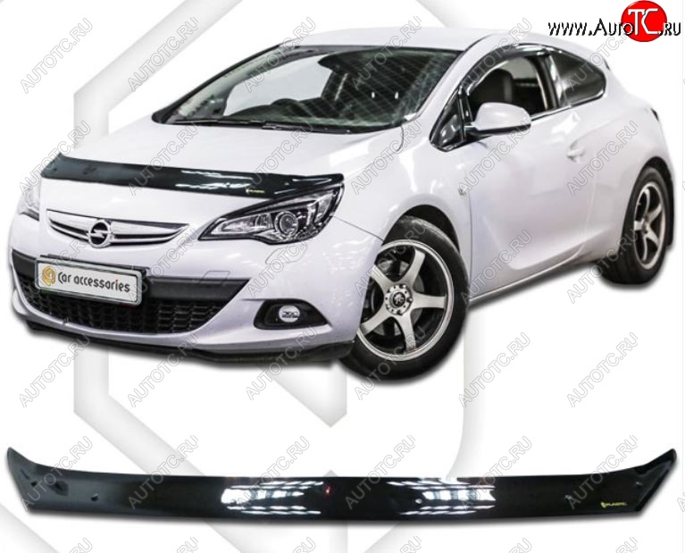 1 999 р. Дефлектор капота CA-Plastiс  Opel Astra  J GTC (2011-2018) (Classic черный, Без надписи)  с доставкой в г. Горно‑Алтайск