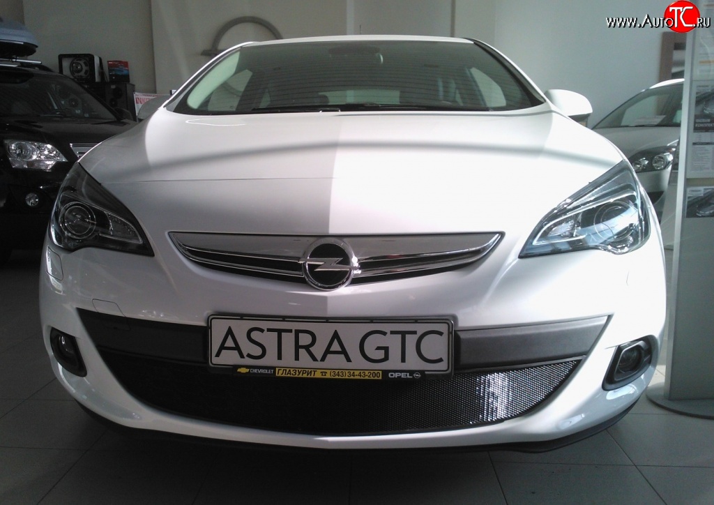 1 469 р. Сетка на бампер GTC Russtal (черная) Opel Astra J хэтчбек 5 дв. дорестайлинг (2009-2012)  с доставкой в г. Горно‑Алтайск