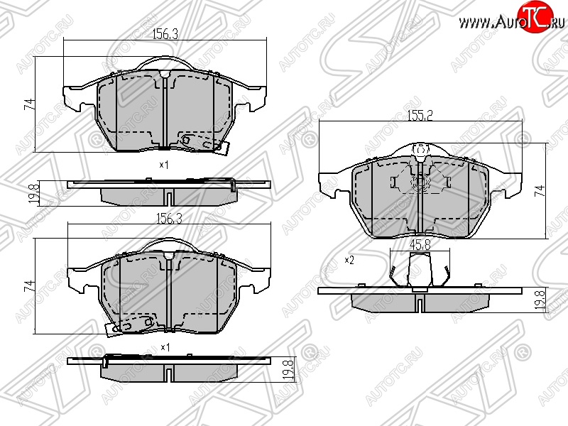 1 039 р. Колодки тормозные SAT (передние) Opel Astra G седан (1998-2005)  с доставкой в г. Горно‑Алтайск