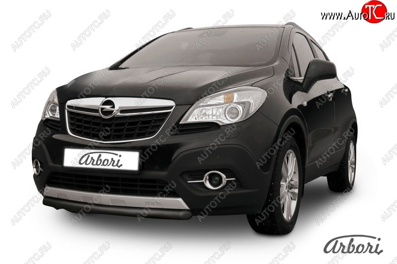 5 849 р. Защита переднего бампера Arbori (короткая, черная, 1 труба d57 mm). Opel Mokka  дорестайлинг (2012-2016)  с доставкой в г. Горно‑Алтайск