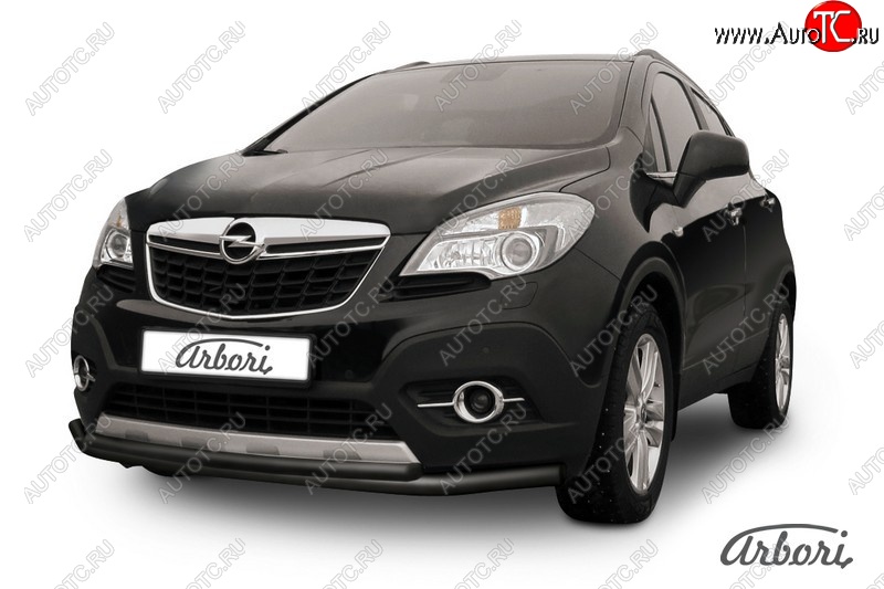 7 559 р. Защита переднего бампера Arbori (черная, 2 трубы d57 и 42 mm) Opel Mokka  дорестайлинг (2012-2016)  с доставкой в г. Горно‑Алтайск