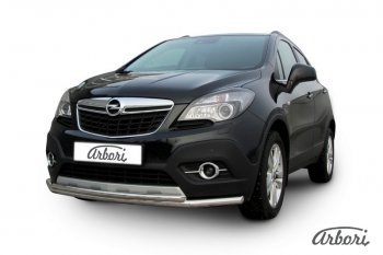 14 363 р. Защита переднего бампера Arbori (нержавейка, 2 трубы d57 и 42 mm) Opel Mokka  дорестайлинг (2012-2016)  с доставкой в г. Горно‑Алтайск. Увеличить фотографию 2