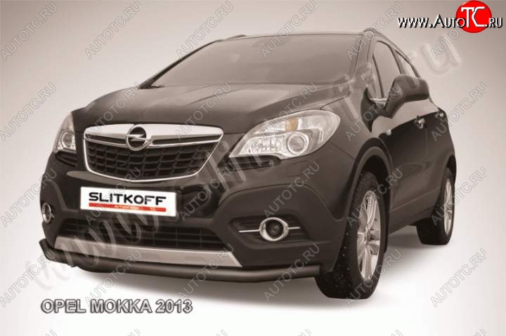 8 599 р. защита переднего бампера Slitkoff Opel Mokka  дорестайлинг (2012-2016) (Цвет: серебристый)  с доставкой в г. Горно‑Алтайск