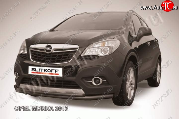 9 999 р. Защита переднего бампер Slitkoff Opel Mokka  дорестайлинг (2012-2016) (Цвет: серебристый)  с доставкой в г. Горно‑Алтайск