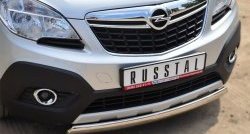 14 949 р. Защита переднего бампера (Ø75х42 мм, нержавейка) Russtal Opel Mokka  дорестайлинг (2012-2016)  с доставкой в г. Горно‑Алтайск. Увеличить фотографию 2