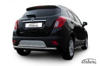 12 869 р. Защита заднего бампера Arbori (нержавейка, 2 трубы d57 и 42 mm). Opel Mokka  дорестайлинг (2012-2016)  с доставкой в г. Горно‑Алтайск. Увеличить фотографию 2