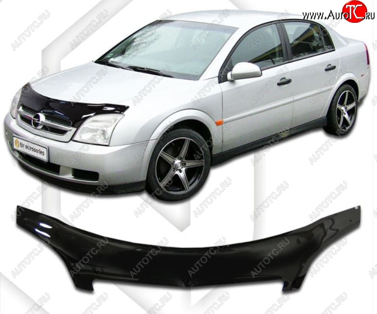 2 399 р. Дефлектор капота CA-Plastiс exclusive  Opel Vectra  C (2002-2006) лифтбэк дорестайлинг, седан дорестайлинг, универсал дорестайлинг (Classic черный, Без надписи)  с доставкой в г. Горно‑Алтайск