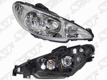 Правая фара передняя SAT (хрусталь) Peugeot 206 ( хэтчбэк 5 дв.,  хэтчбэк 3 дв.) (1998-2003) 2AC дорестайлинг, 2AC дорестайлинг