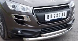 22 649 р. Защита переднего бампера (2 трубыØ76 и 63 мм, нержавейка) SLITKOFF Peugeot 4008 (2012-2017)  с доставкой в г. Горно‑Алтайск. Увеличить фотографию 2