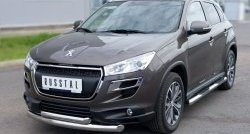 22 649 р. Защита переднего бампера (2 трубыØ76 и 63 мм, нержавейка) SLITKOFF Peugeot 4008 (2012-2017)  с доставкой в г. Горно‑Алтайск. Увеличить фотографию 4