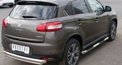 12 799 р. Защита заднего бампера (Ø76 и 42 мм, нержавейка) SLITKOFF  Peugeot 4008 (2012-2017) (с короткой нижней трубой)  с доставкой в г. Горно‑Алтайск. Увеличить фотографию 4