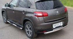 14 399 р. Защита заднего бампера (Ø76 и 42 мм, нержавейка) SLITKOFF Peugeot 4008 (2012-2017) (с короткой верхней трубой)  с доставкой в г. Горно‑Алтайск. Увеличить фотографию 4