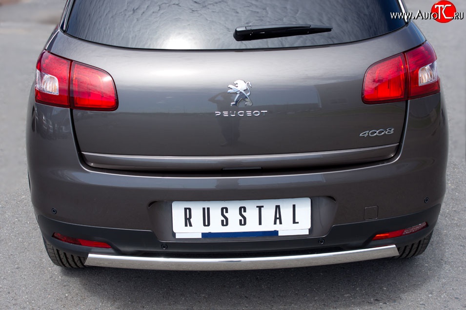 14 999 р. Защита заднего бампера (Ø75x42 мм, нержавейка) Russtal Peugeot 4008 (2012-2017)  с доставкой в г. Горно‑Алтайск