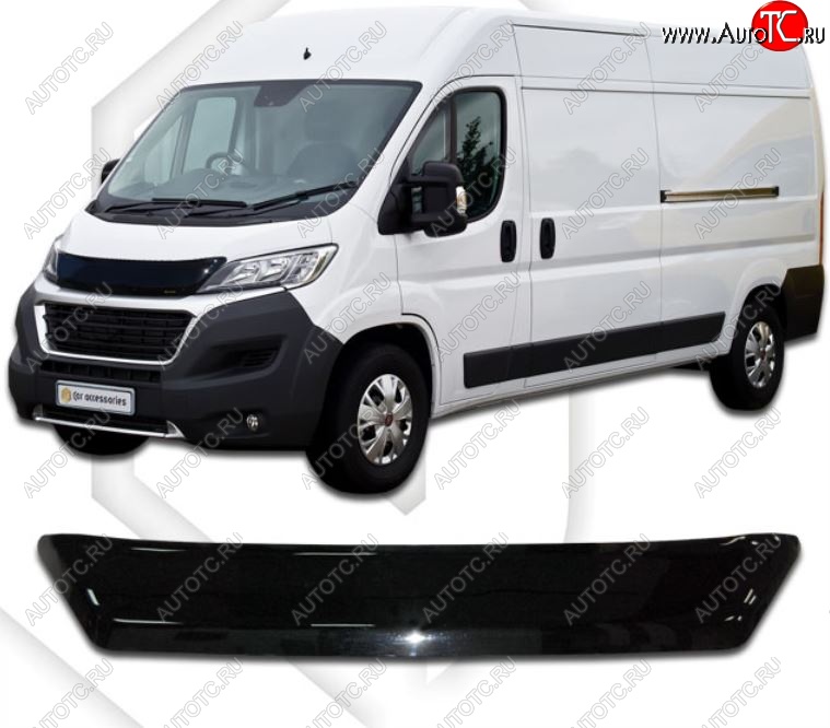 2 099 р. Дефлектор капота CA-Plastiс  Peugeot Boxer  290 (2014-2025) (Classic черный, Без надписи)  с доставкой в г. Горно‑Алтайск