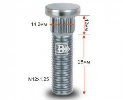 Забивная шпилька 28 мм ступицы Вектор M12x1.25x28 Dong Feng H30 Cross рестайлинг (2014-2018) 