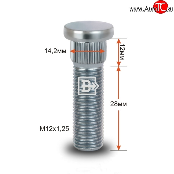 188 р. Забивная шпилька 28 мм ступицы Вектор M12x1.25x28 Haval H1 (2015-2017)