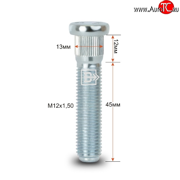 188 р. Забивная шпилька 45 мм ступицы Вектор M12 1.5 45 Brilliance H230 хэтчбек (2015-2017)