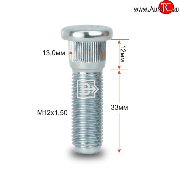 179 р. Забивная шпилька 33 мм ступицы Вектор M12 1.5 33 Toyota Allex E12# рестайлинг (2002-2004)