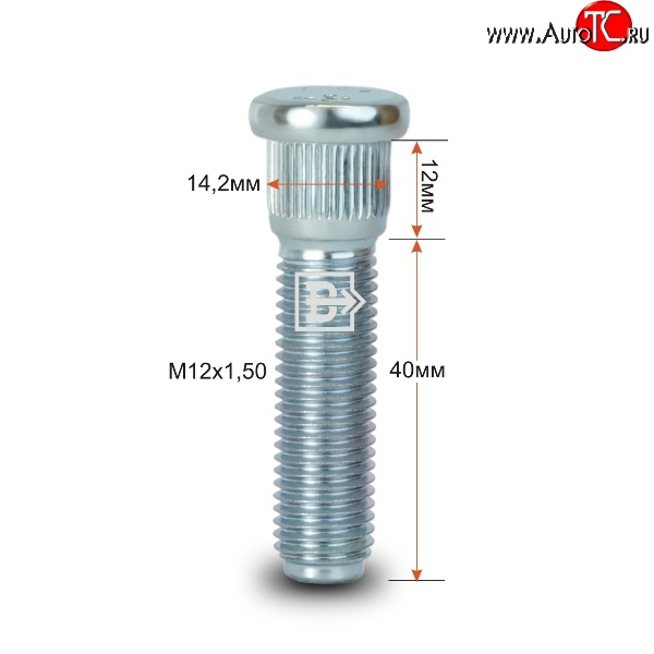 188 р. Забивная шпилька 40 мм ступицы Вектор M12x1.5x40 ЗАЗ Chance хэтчбэк (2009-2017)