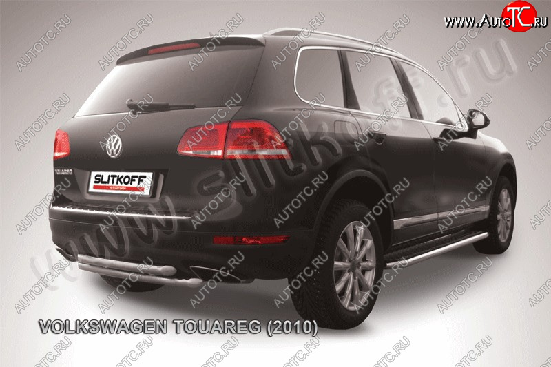 6 899 р. Защита задняя Slitkoff  Volkswagen Touareg  NF (2010-2014) дорестайлинг (Цвет: серебристый)  с доставкой в г. Горно‑Алтайск