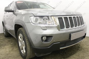 Защитная сетка радиатора в бампер (ячейка 3х7 мм) Стрелка11 Стандарт Jeep Grand Cherokee WK2 дорестайлинг (2010-2013)