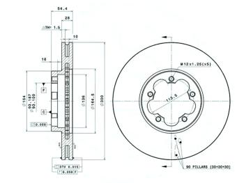 3 289 р. Передний тормозной диск (вентилируемый, 300 мм) SAT Ford Transit цельнометаллический фургон (2006-2014)  с доставкой в г. Горно‑Алтайск. Увеличить фотографию 1