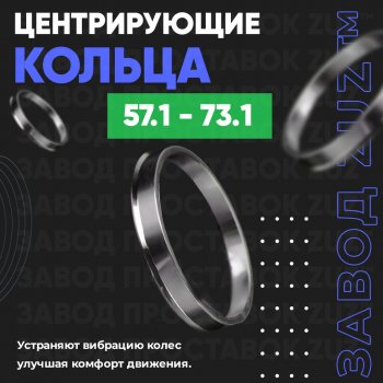 Алюминиевое центровочное кольцо (4 шт) ЗУЗ 57.1 x 73.1 Skoda Karoq NU7 рестайлинг (2020-2025) 