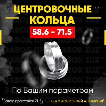 Алюминиевое центровочное кольцо (4 шт) ЗУЗ 58.6 x 71.5 Лада 2111 универсал (1998-2009) 