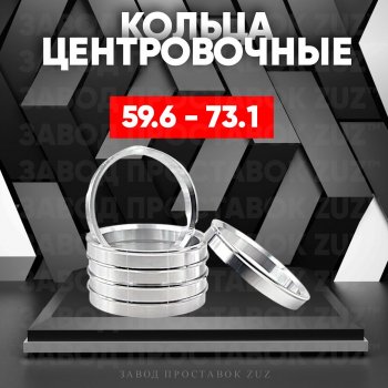 Алюминиевое центровочное кольцо (4 шт) ЗУЗ 59.6 x 73.1 KIA Pride Y универсал (1996-2000) 