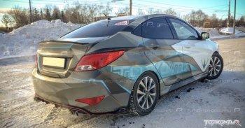 1 799 р. Диффузор заднего бампера TopKontur Design Hyundai Solaris RBr седан рестайлинг (2014-2017) (Неокрашенный)  с доставкой в г. Горно‑Алтайск. Увеличить фотографию 2