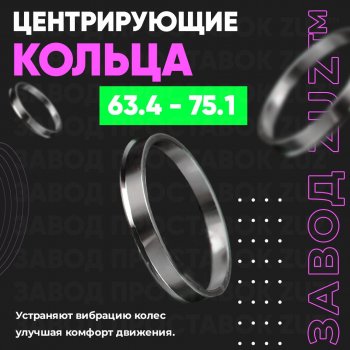 1 799 р. Алюминиевое центровочное кольцо (4 шт) ЗУЗ 63.4 x 75.1 Volvo V60 (2010-2018). Увеличить фотографию 1