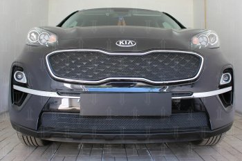 Защитная сетка в бампер (верх, ячейка 4х10 мм) Alfeco Премиум KIA (КИА) Sportage (Спортаж)  4 QL (2018-2022) 4 QL рестайлинг ()