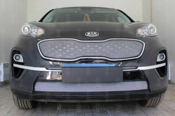 5 399 р. Защитная сетка в бампер (низ, ячейка 4х10 мм) Alfeco Премиум  KIA Sportage  4 QL (2018-2022) рестайлинг (Хром)  с доставкой в г. Горно‑Алтайск. Увеличить фотографию 3