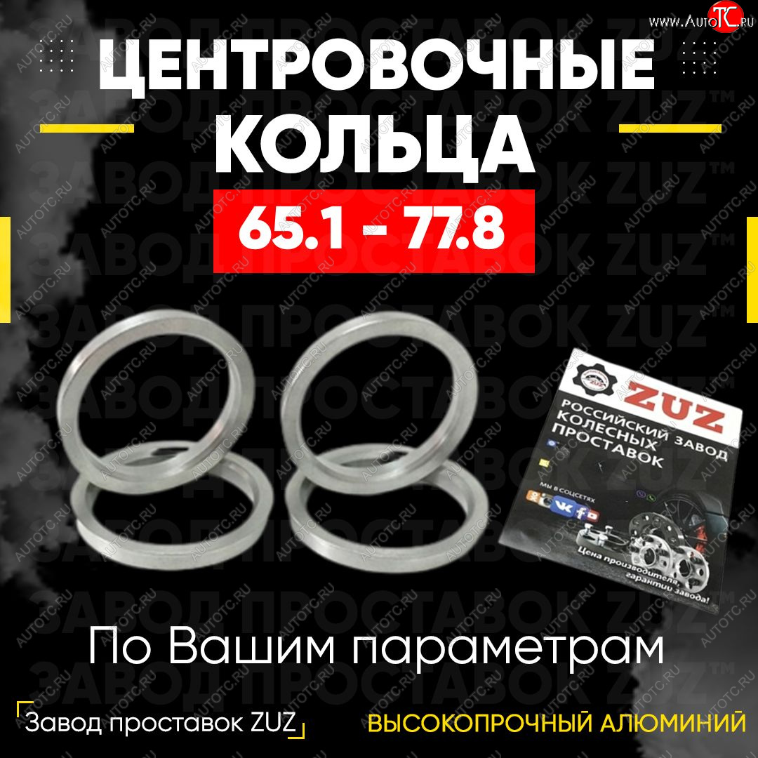 1 269 р. Алюминиевое центровочное кольцо (4 шт) ЗУЗ 65.1 x 77.8 CITROEN Berlingo B9 рестайлинг (2015-2022)