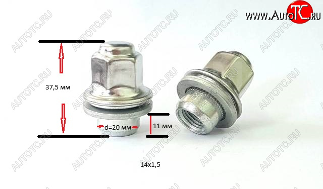 429 р. Колесная гайка (прессшайба, с нерж. колпачком, 37.5 мм) Вектор M14x1.5    с доставкой в г. Горно‑Алтайск