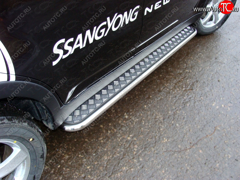 28 099 р. Пороги с площадкой 42,4 мм ТСС Тюнинг SSANGYONG Actyon рестайлинг (2013-2021) (серые)  с доставкой в г. Горно‑Алтайск