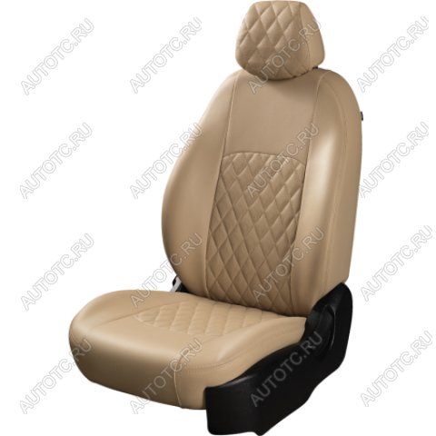9 449 р. Комплект чехлов для сидений ( к. Active РЗС 40/20/40 иС 60/40 3Г Илана+Орегон) ТУРИН ст РОМБ Lord Autofashion  Skoda Kodiaq  NU7 (2017-2021) дорестайлинг (бежевый, вставка бежевая, строчка бежевая)  с доставкой в г. Горно‑Алтайск