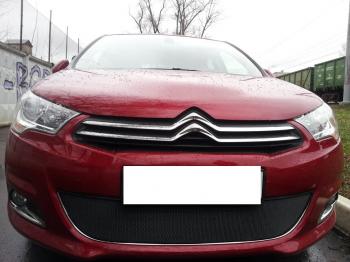 Зимняя заглушка решетки радиатора Стрелка11 CITROEN C4 B7 хэтчбэк 5 дв. (2011-2018)  (черная)