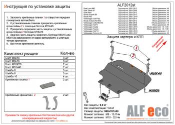 Защита картера и КПП (V-all) ALFECO Volkswagen Caddy 2K дорестайлинг (2003-2010)