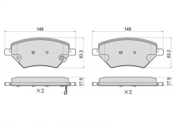 Колодки тормозные передние (148х63,2Х17.9 mm) CHERY Omoda C5 (2021-2024)