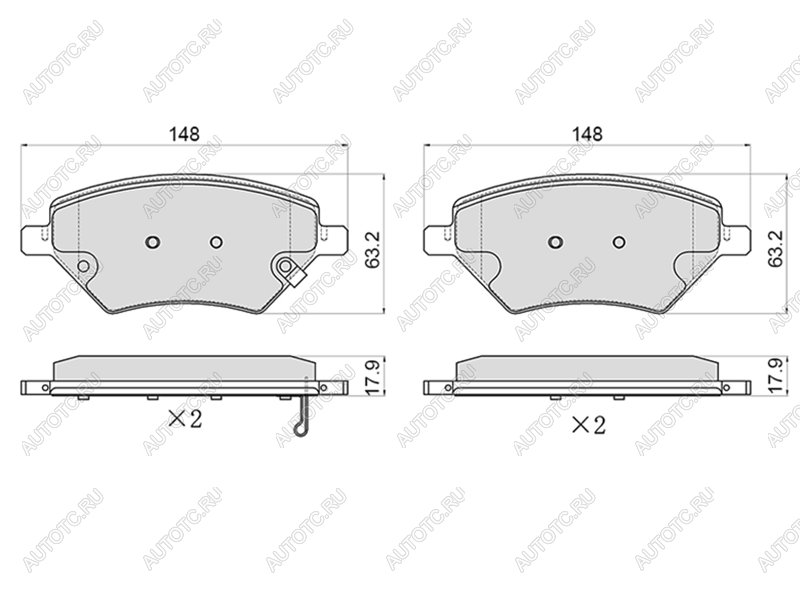 10 999 р. Колодки тормозные передние (148х63,2Х17.9 mm) CHERY Omoda C5 (2021-2024)  с доставкой в г. Горно‑Алтайск