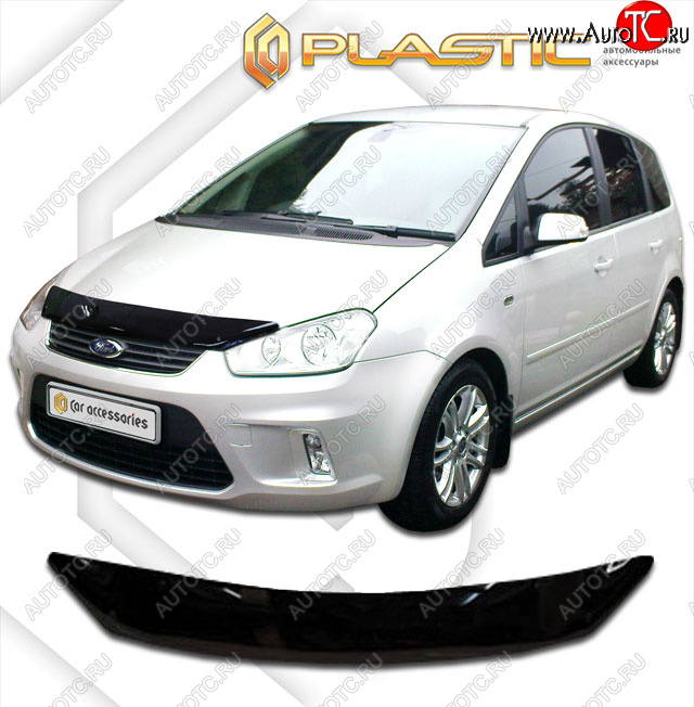 1 999 р. Дефлектор капота CA-Plastic  Ford C-max  Mk1 (2007-2010) рестайлинг (classic черный, без надписи)  с доставкой в г. Горно‑Алтайск