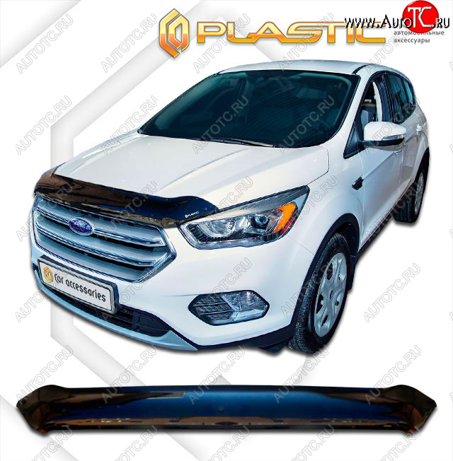 2 099 р. Дефлектор капота CA-Plastic  Ford Escape  3 (2016-2019) рестайлинг (classic черный, без надписи)  с доставкой в г. Горно‑Алтайск