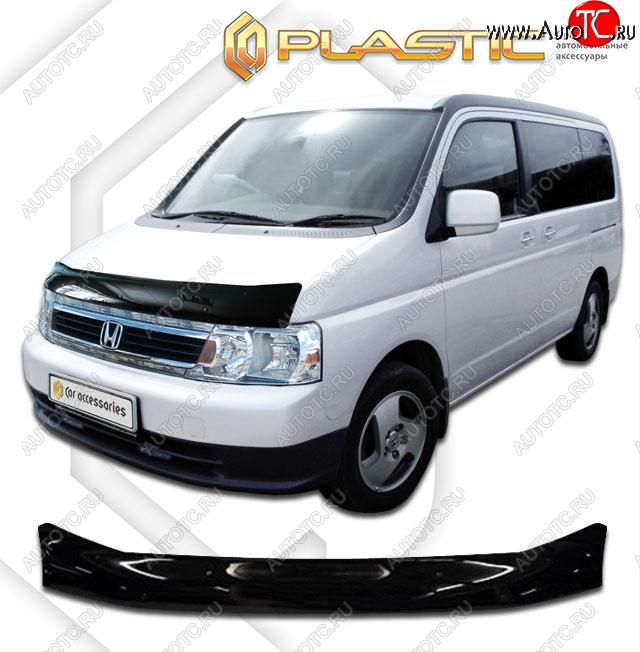 2 199 р. Дефлектор капота CA-Plastic  Honda StepWagon  RF3,RF4 (2003-2005) минивэн рестайлинг (classic черный, без надписи)  с доставкой в г. Горно‑Алтайск