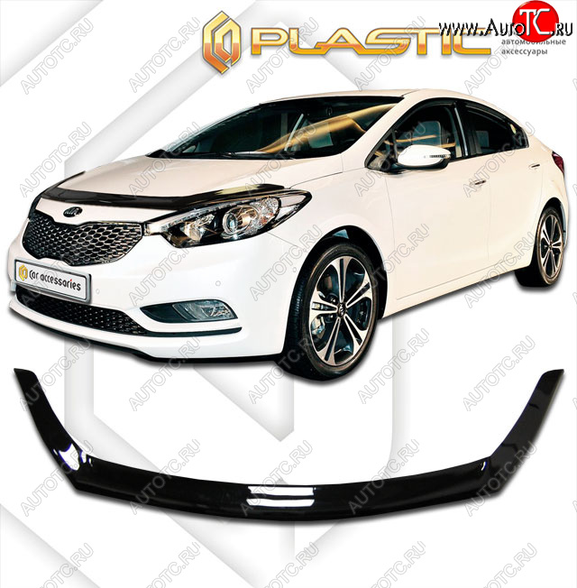 2 269 р. Дефлектор капота CA-Plastic  KIA Cerato  3 YD (2013-2016) дорестайлинг седан (classic черный, без надписи)  с доставкой в г. Горно‑Алтайск