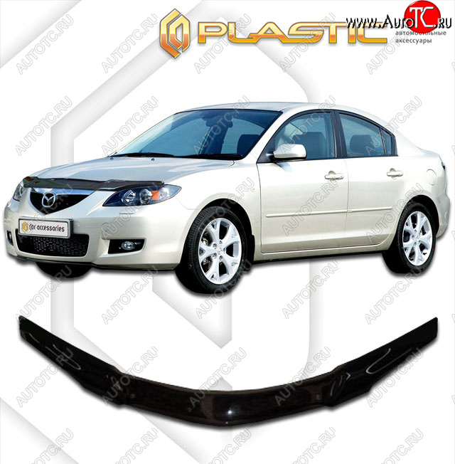 2 159 р. Дефлектор капота CA-Plastic Mazda 3/Axela BK дорестайлинг седан (2003-2006) (Classic черный)  с доставкой в г. Горно‑Алтайск