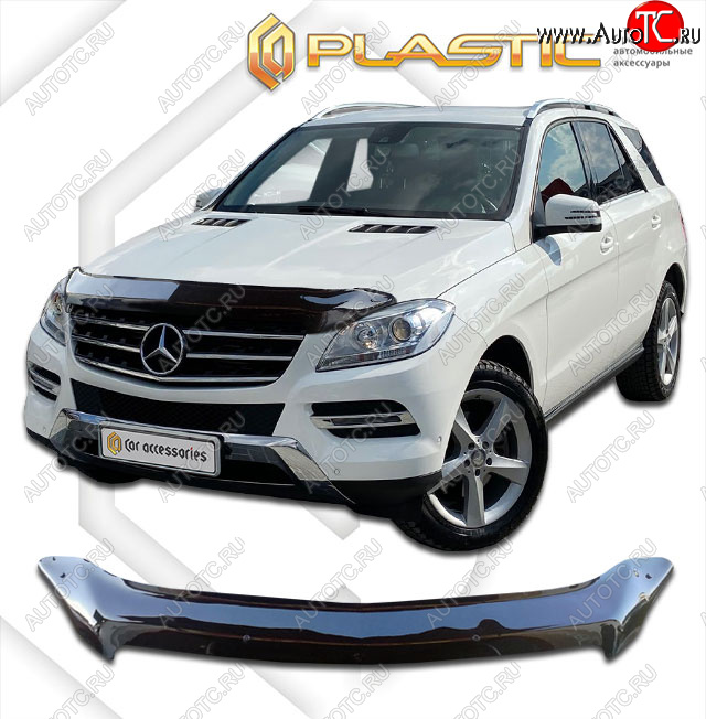 2 199 р. Дефлектор капота CA-Plastic  Mercedes-Benz ML class  W166 (2011-2015) (classic черный, без надписи)  с доставкой в г. Горно‑Алтайск